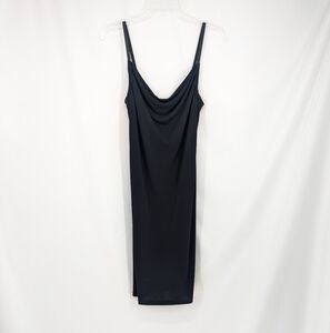 Vintage 90s The Limited Women's Midi Cowlneck Slinky Dress Black Size Small Y2k